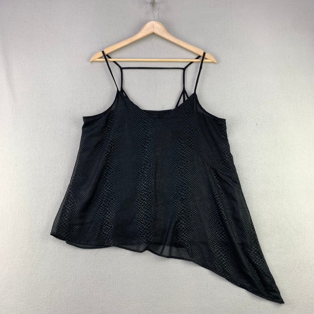 Y2K XOXO Tank Top Blouse Womens XL Black Asymmetrical Whimsygoth Grunge